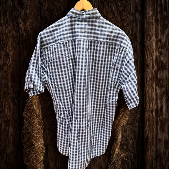TOMMY HILFIGER 🏷️ Blue Checkered Button-Up Shirt | Short Sleeve - Picture 2 of 2